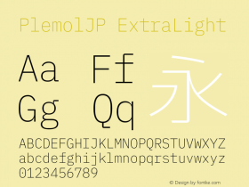 PlemolJP ExtraLight Version 1.2.3 ; ttfautohint (v1.8.3) -l 6 -r 45 -G 200 -x 14 -D latn -f none -m 