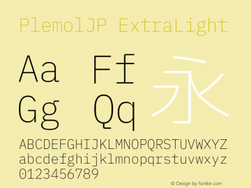 PlemolJP ExtraLight Version 1.2.3 ; ttfautohint (v1.8.3) -l 6 -r 45 -G 200 -x 14 -D latn -f none -m 