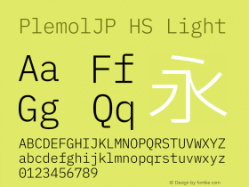 PlemolJP HS Light Version 1.2.3 ; ttfautohint (v1.8.3) -l 6 -r 45 -G 200 -x 14 -D latn -f none -m 