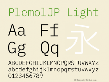 PlemolJP Light Version 1.2.3 ; ttfautohint (v1.8.3) -l 6 -r 45 -G 200 -x 14 -D latn -f none -m 