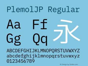 PlemolJP Regular Version 1.2.3 ; ttfautohint (v1.8.3) -l 6 -r 45 -G 200 -x 14 -D latn -f none -m 