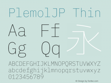 PlemolJP Thin Version 1.2.3 ; ttfautohint (v1.8.3) -l 6 -r 45 -G 200 -x 14 -D latn -f none -m 