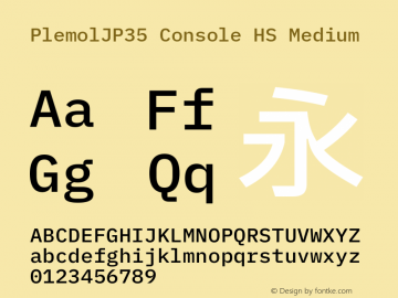 PlemolJP35 Console HS Medium Version 1.2.3 ; ttfautohint (v1.8.3) -l 6 -r 45 -G 200 -x 14 -D latn -f none -m 