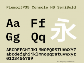 PlemolJP35 Console HS SemiBold Version 1.2.3 ; ttfautohint (v1.8.3) -l 6 -r 45 -G 200 -x 14 -D latn -f none -m 