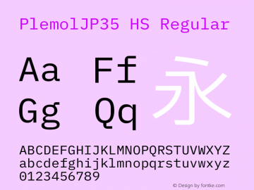 PlemolJP35 HS Regular Version 1.2.3 ; ttfautohint (v1.8.3) -l 6 -r 45 -G 200 -x 14 -D latn -f none -m 