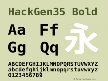 HackGen35 Bold Version 2.5.3 ; ttfautohint (v1.8.3) -l 6 -r 45 -G 200 -x 14 -D latn -f none -m 