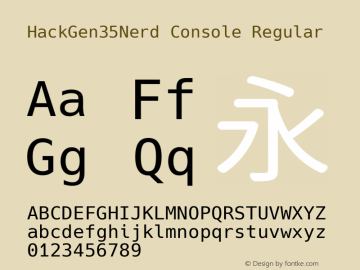 HackGen35Nerd Console Regular Version 2.5.3 ; ttfautohint (v1.8.3) -l 6 -r 45 -G 200 -x 14 -D latn -f none -m 