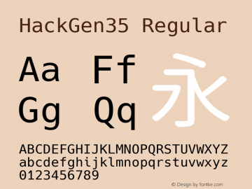 HackGen35 Regular Version 2.5.3 ; ttfautohint (v1.8.3) -l 6 -r 45 -G 200 -x 14 -D latn -f none -m 