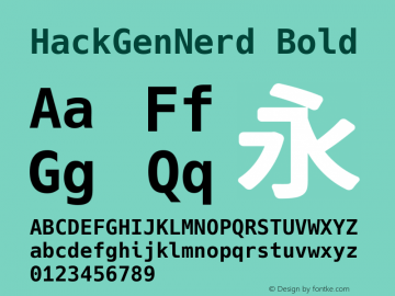 HackGenNerd Bold Version 2.5.3 ; ttfautohint (v1.8.3) -l 6 -r 45 -G 200 -x 14 -D latn -f none -m 