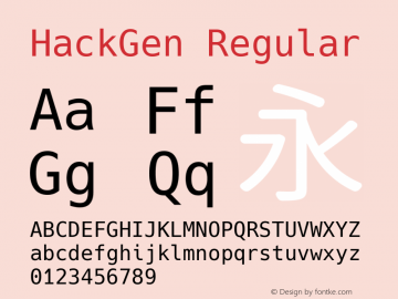 HackGen Regular Version 2.5.3 ; ttfautohint (v1.8.3) -l 6 -r 45 -G 200 -x 14 -D latn -f none -m 