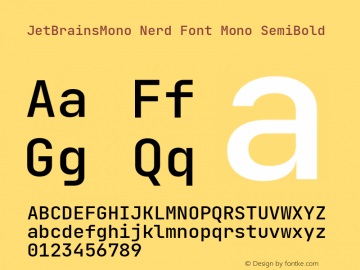 JetBrains Mono SemiBold Nerd Font Complete Mono Version 2.242; ttfautohint (v1.8.3);Nerd Fonts 2.2.0-RC图片样张
