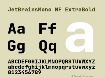 JetBrains Mono ExtraBold Nerd Font Complete Windows Compatible Version 2.242; ttfautohint (v1.8.3);Nerd Fonts 2.2.0-RC图片样张
