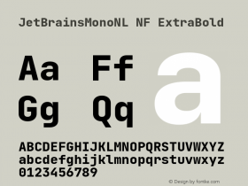 JetBrains Mono NL ExtraBold Nerd Font Complete Mono Windows Compatible Version 2.242; ttfautohint (v1.8.3);Nerd Fonts 2.2.0-RC图片样张