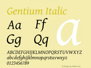 Gentium Italic Version 6.001图片样张