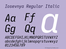 Iosevnya Regular Italic Version 11.2.2; ttfautohint (v1.8.4)图片样张