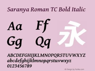 Saranya Roman TC Bold Italic 图片样张