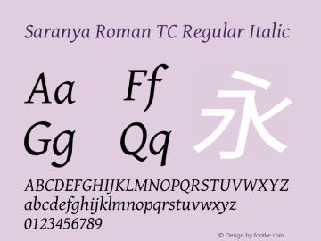 Saranya Roman TC Regular Italic 图片样张