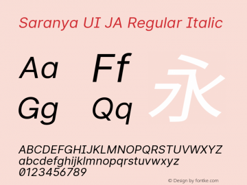 Saranya UI JA Regular Italic 图片样张