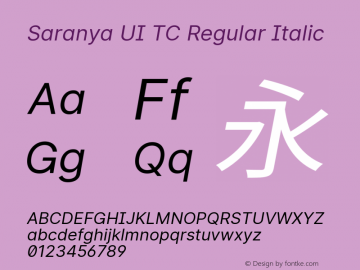 Saranya UI TC Regular Italic 图片样张