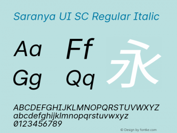 Saranya UI SC Regular Italic 图片样张