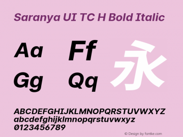 Saranya UI TC H Bold Italic 图片样张