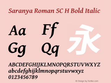 Saranya Roman SC H Bold Italic 图片样张