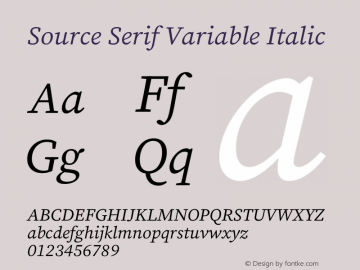 Source Serif Variable Italic Version 3.000;hotconv 1.0.109;makeotfexe 2.5.65596图片样张