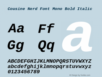 Cousine Bold Italic Nerd Font Complete Mono Version 1.21;Nerd Fonts  2.2.0-RC图片样张