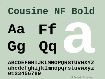 Cousine Bold Nerd Font Complete Windows Compatible Version 1.21;Nerd Fonts  2.2.0-RC图片样张