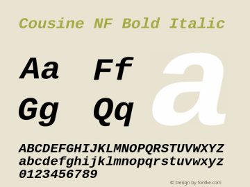Cousine Bold Italic Nerd Font Complete Mono Windows Compatible Version 1.21;Nerd Fonts  2.2.0-RC图片样张