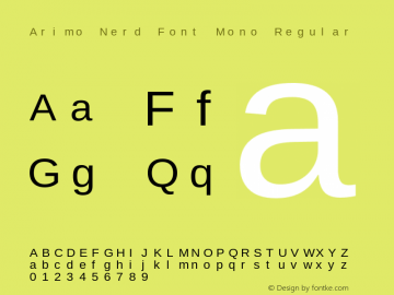 Arimo Regular Nerd Font Complete Mono Version 1.23;Nerd Fonts 2.1.0图片样张