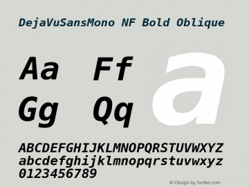 DejaVu Sans Mono Bold Oblique Nerd Font Complete Mono Windows Compatible Version 2.37;Nerd Fonts 2.1.0图片样张