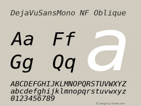 DejaVu Sans Mono Oblique Nerd Font Complete Mono Windows Compatible Version 2.37;Nerd Fonts 2.1.0图片样张