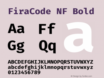 Fira Code Bold Nerd Font Complete Windows Compatible Version 6.002;Nerd Fonts 2.1.0图片样张