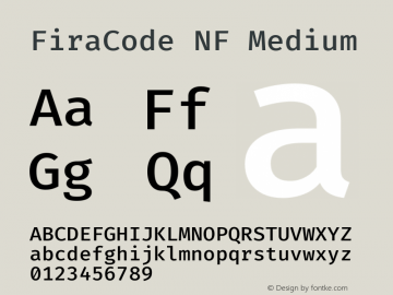 Fira Code Medium Nerd Font Complete Windows Compatible Version 6.002;Nerd Fonts 2.1.0图片样张