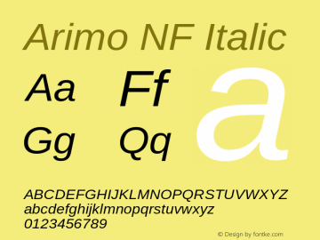 Arimo Italic Nerd Font Complete Windows Compatible Version 1.23;Nerd Fonts 2.1.0图片样张