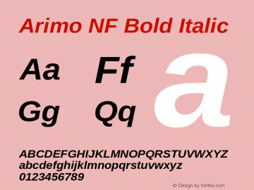 Arimo Bold Italic Nerd Font Complete Windows Compatible Version 1.23;Nerd Fonts 2.1.0图片样张