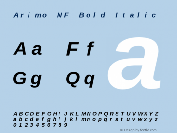 Arimo Bold Italic Nerd Font Complete Mono Windows Compatible Version 1.23;Nerd Fonts 2.1.0图片样张