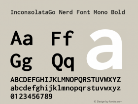 InconsolataGo Bold Nerd Font Complete Mono Version 1.015; ttfautohint (v0.92) -l 8 -r 50 -G 200 -x 14 -w 