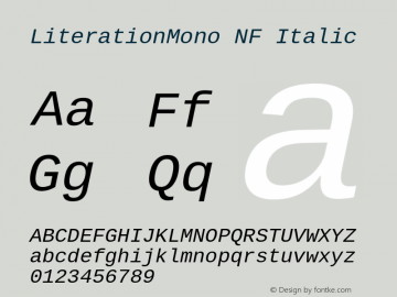 Literation Mono Italic Nerd Font Complete Windows Compatible Version 2.00.5;Nerd Fonts 2.1.0图片样张