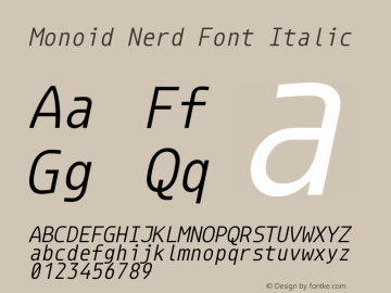 Monoid Italic Nerd Font Complete Version 0.61;Nerd Fonts 2.1.0图片样张