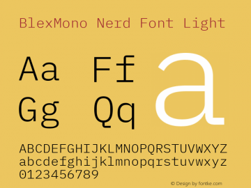 Blex Mono Light Nerd Font Complete Version 2.000;Nerd Fonts 2.1.0图片样张