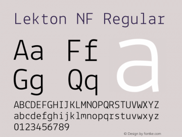 Lekton Nerd Font Complete Mono Windows Compatible Version 34.000;Nerd Fonts 2.1.0图片样张