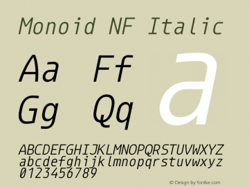 Monoid Italic Nerd Font Complete Windows Compatible Version 0.61;Nerd Fonts 2.1.0图片样张