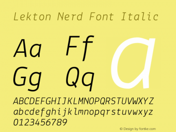 Lekton-Italic Nerd Font Complete Version 3.000;Nerd Fonts 2.1.0图片样张