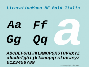 Literation Mono Bold Italic Nerd Font Complete Windows Compatible Version 2.00.5;Nerd Fonts 2.1.0图片样张