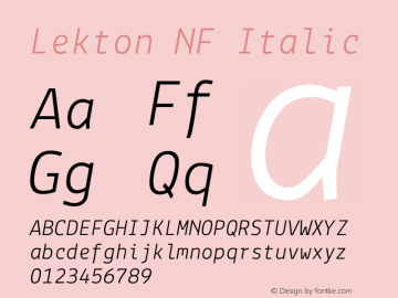 Lekton-Italic Nerd Font Complete Windows Compatible Version 3.000;Nerd Fonts 2.1.0图片样张