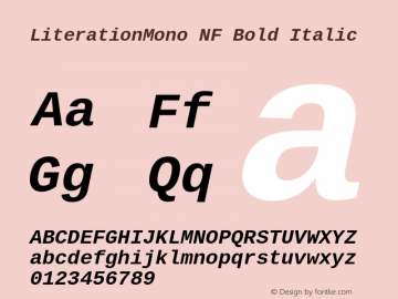 Literation Mono Bold Italic Nerd Font Complete Mono Windows Compatible Version 2.00.5;Nerd Fonts 2.1.0图片样张