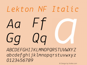 Lekton-Italic Nerd Font Complete Mono Windows Compatible Version 3.000;Nerd Fonts 2.1.0图片样张