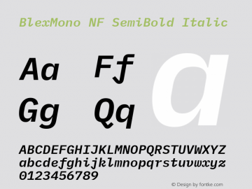 Blex Mono SemiBold Italic Nerd Font Complete Windows Compatible Version 2.000;Nerd Fonts 2.1.0图片样张